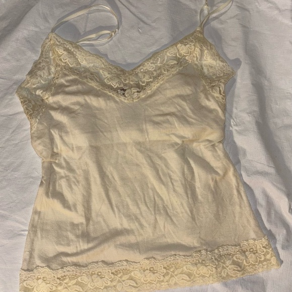 New York & Company Tops - Y2K Lace Trim Cami Tank Top Antique White Sz.M CoquetteGirl Trendy Popular Style